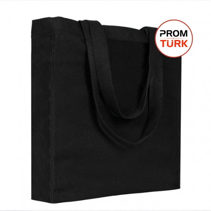 Tam Körüklü Siyah Kanvas Bez Çanta